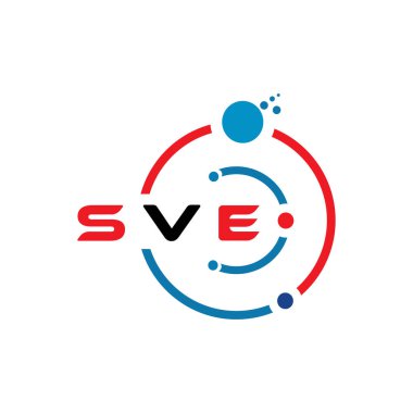 Beyaz arka planda SVE harfli teknoloji logosu tasarımı. SVE yaratıcı harflerin baş harfleri IT logosu kavramı. SVE harf tasarımı