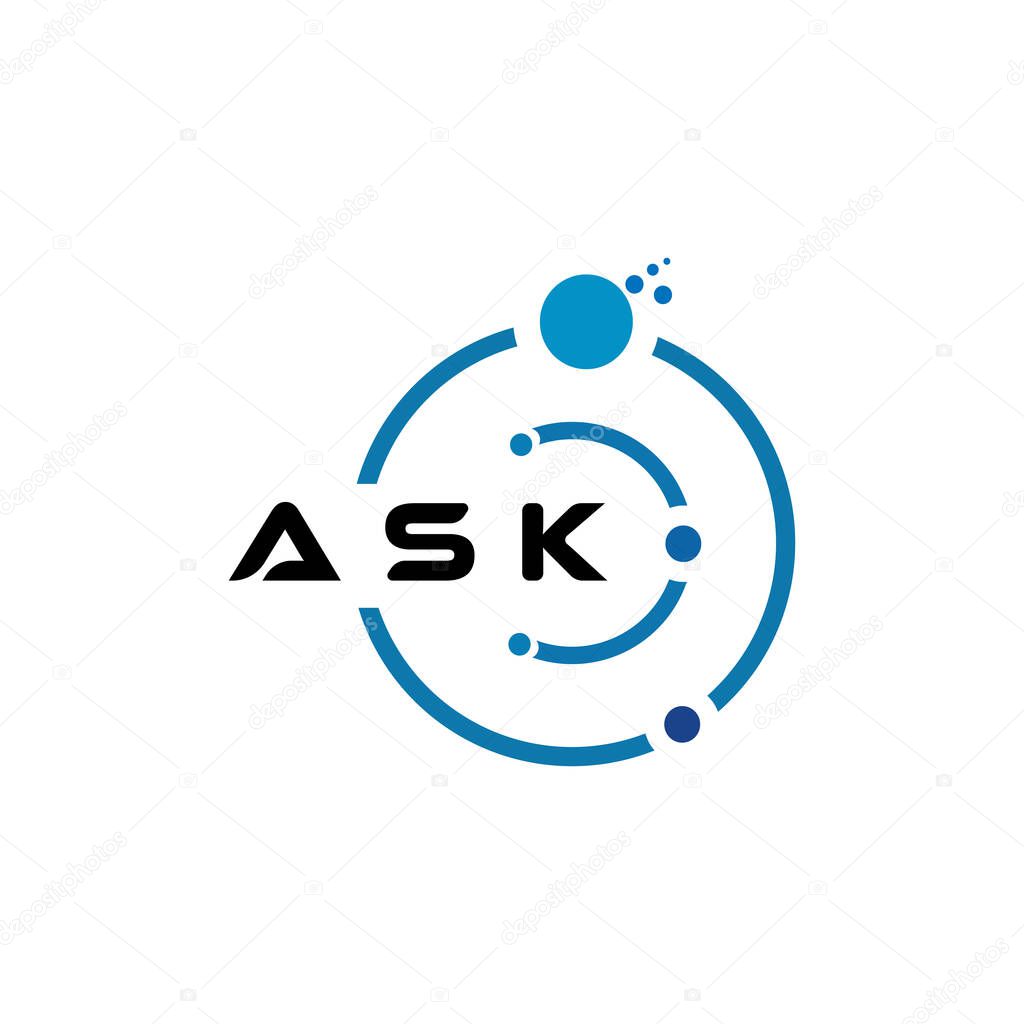 ASK letter technology logo design on white background. ASK creative initials letter IT logo concept. ASK letter design