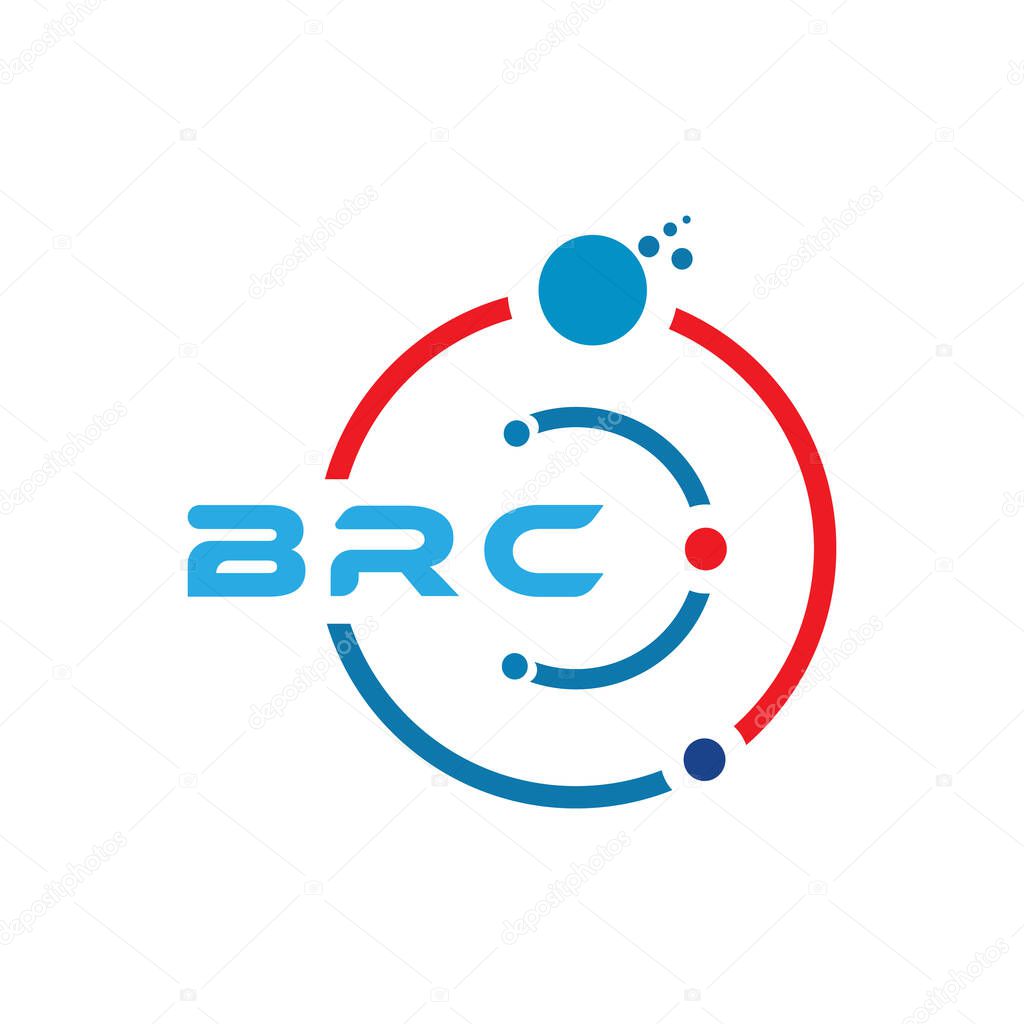 BRC letter technology logo design on white background. BRC creative initials letter IT logo concept. BRC letter design