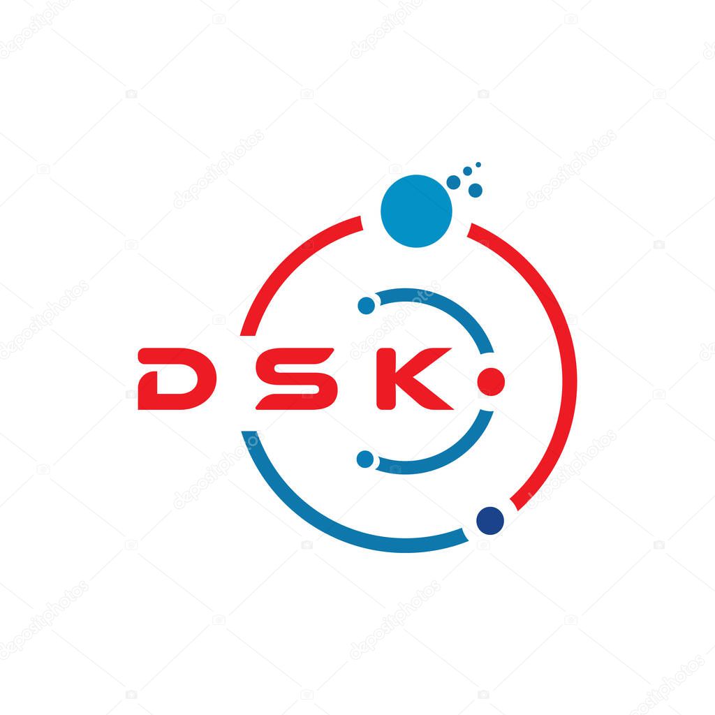 DSK letter technology logo design on white background. DSK creative initials letter IT logo concept. DSK letter design
