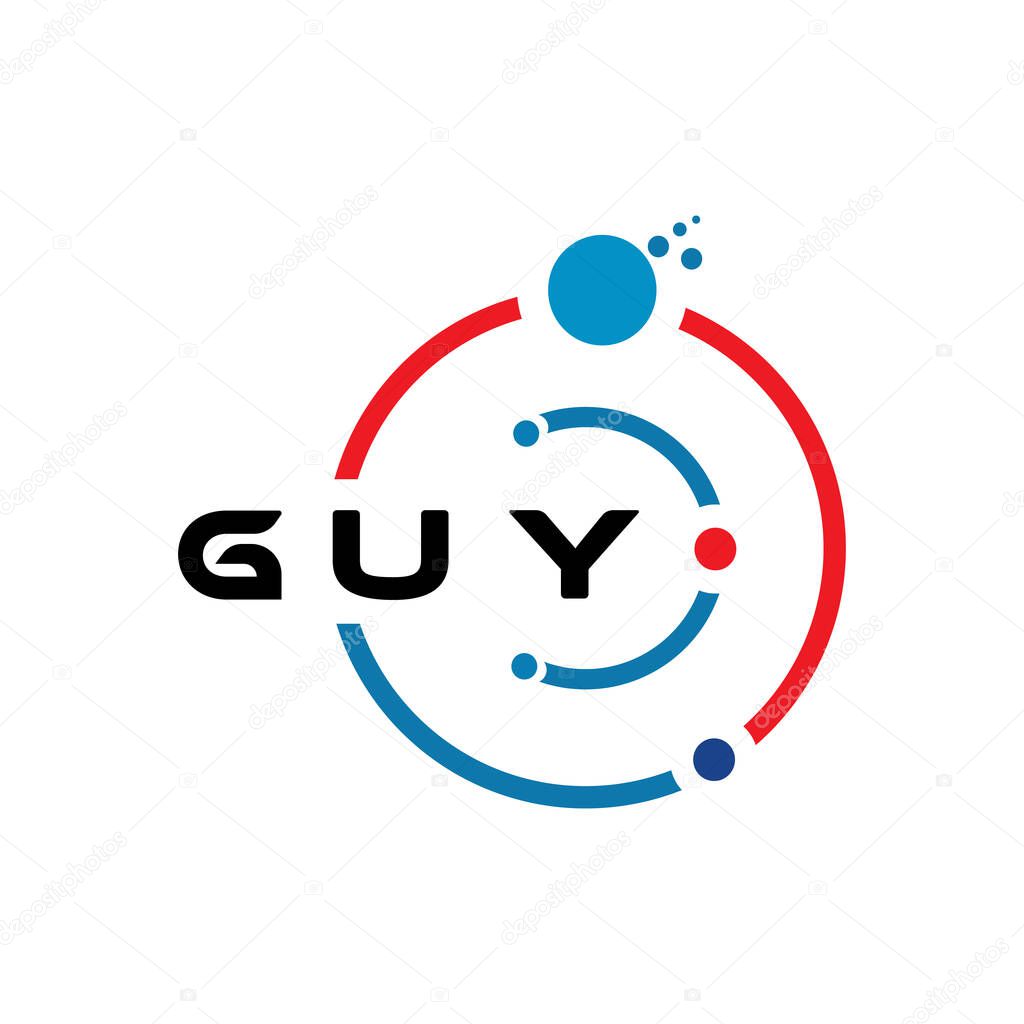 GUY letter technology logo design on white background. GUY creative initials letter IT logo concept. GUY letter design.