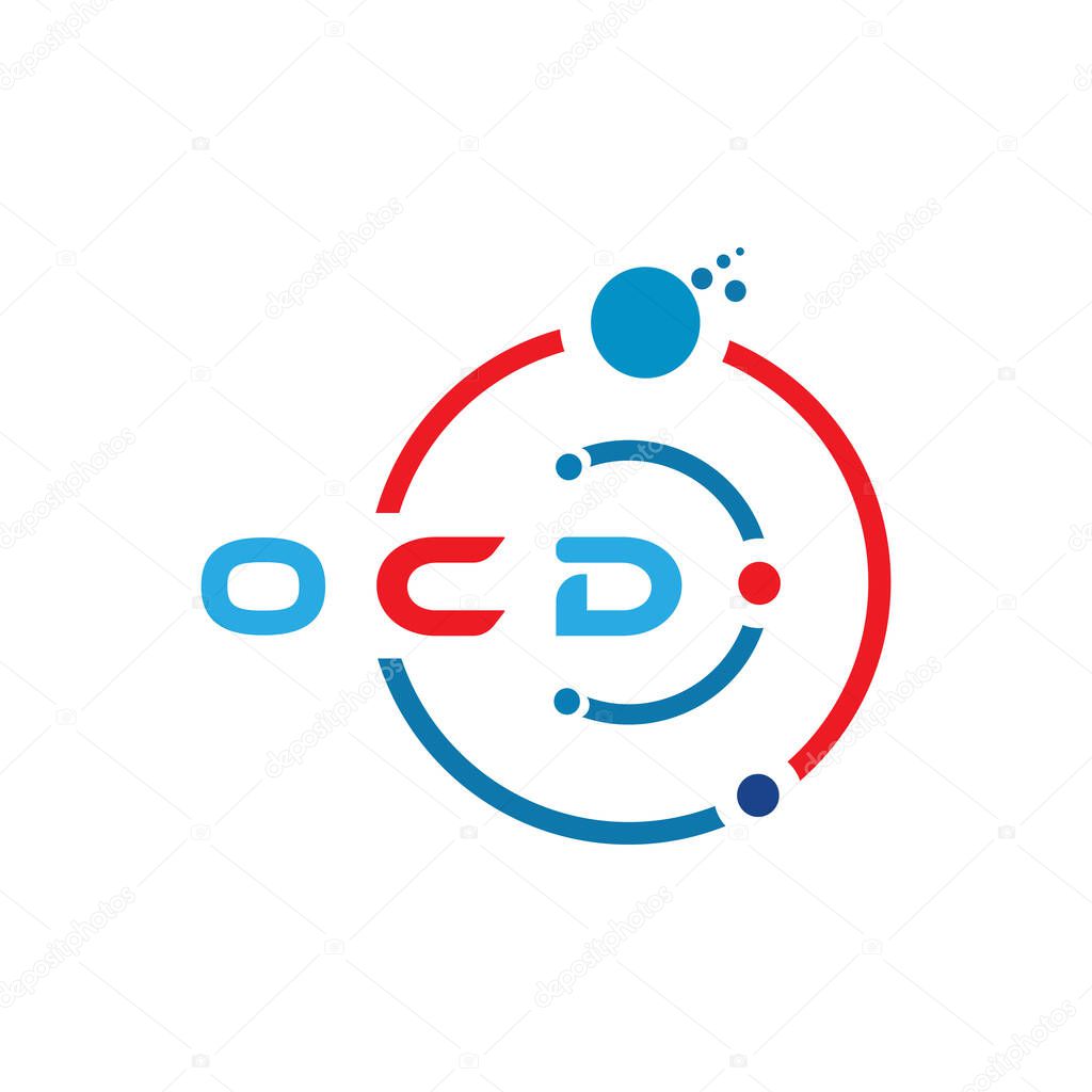 OCD letter technology logo design on white background. OCD creative initials letter IT logo concept. OCD letter design