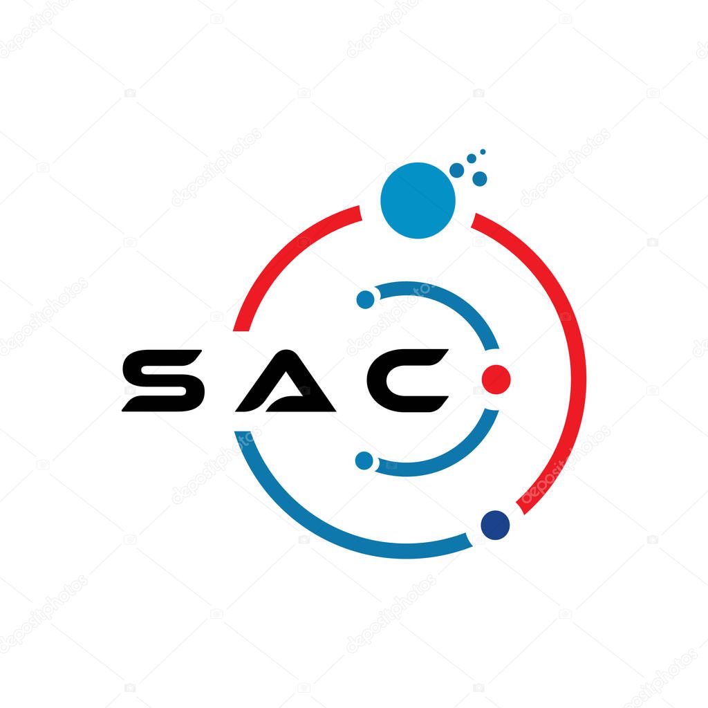 SAC letter technology logo design on white background. SAC creative initials letter IT logo concept. SAC letter design