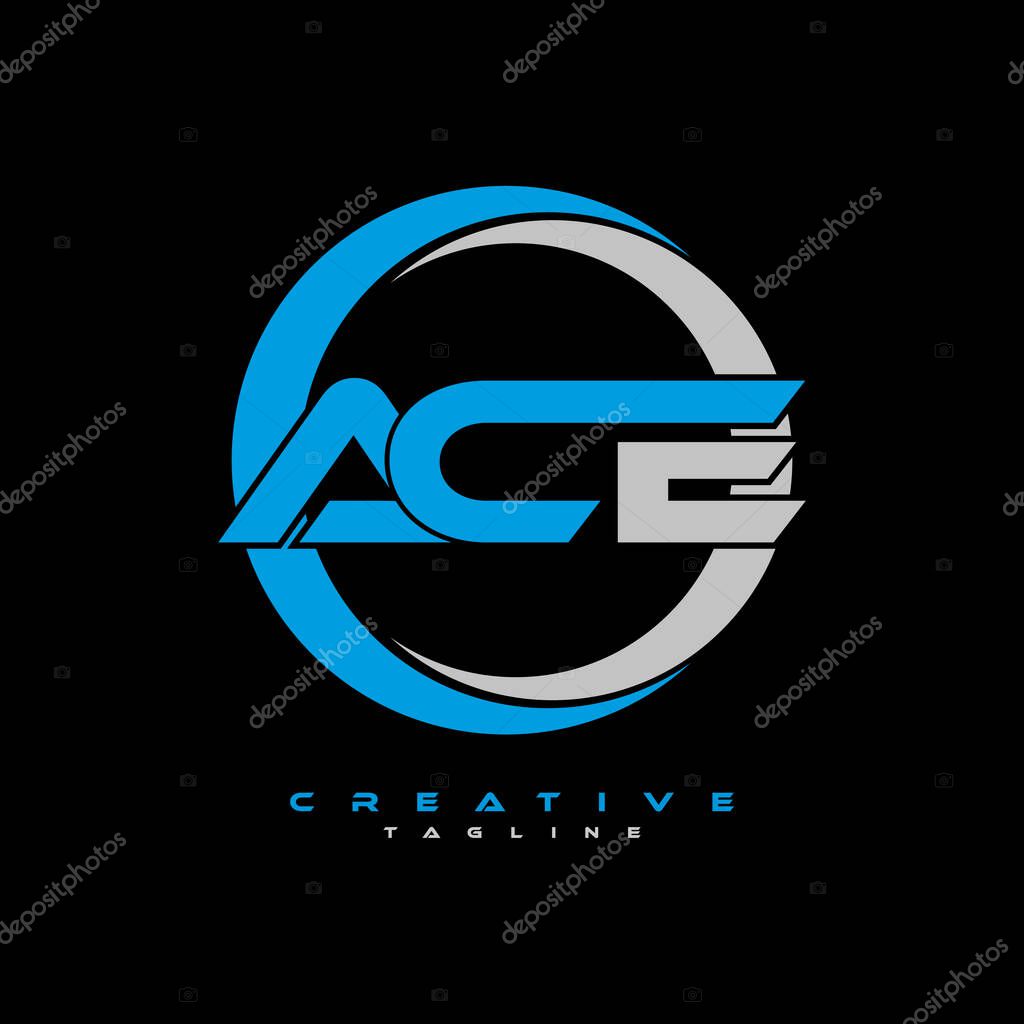 ACE letter logo design on black background. ACE creative initials letter logo concept. ACE letter design.