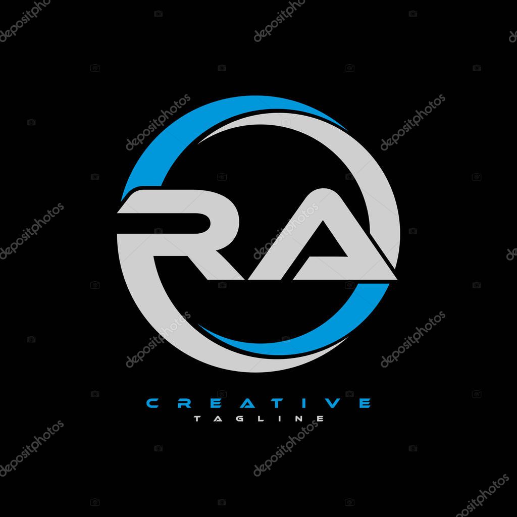 RA letter logo design on black background. RA creative initials letter logo concept. RA letter design. Pro Vector