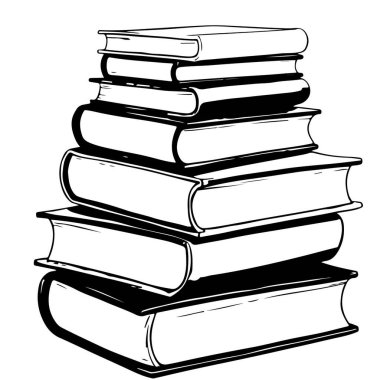 pile of books, hand drawn vector illustration