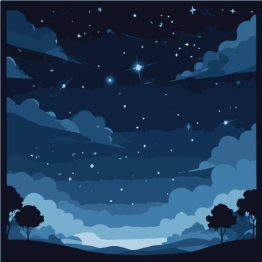 Yıldızlı ve bulutlu gece göğü