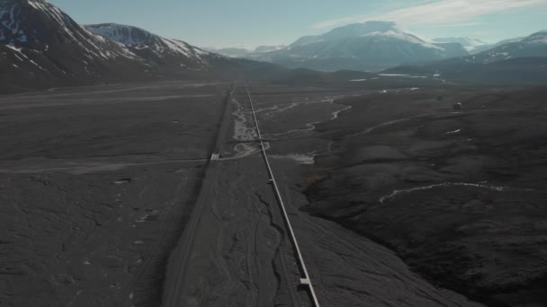 Spitsbergen Spitsbergen Drone Uitzicht Eilandoppervlak Buurt Van Pyramiden Gletsjer Moraine — Stockvideo