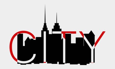 Avant-Garde Cityscape: Black City with Red Typography for Versatile Use