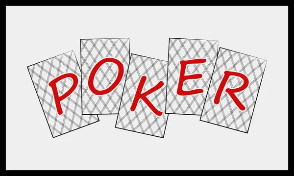 Oyunun özü parlak vektör illüstrasyonumanımızda 'poker' kelimesinin canlı kırmızı ile süslenmesidir. Poker sanatı. Kart Oyunları.