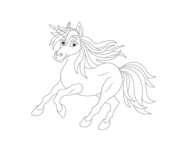 Tek boynuzlu at renklendirme sayfası