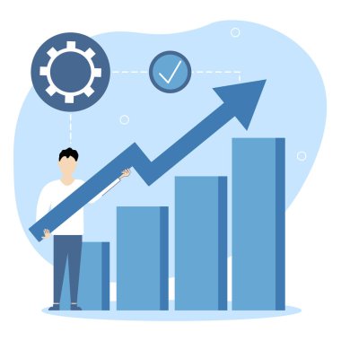 Veri analizi konsepti. Finansal yönetim illüstrasyonu. Karakter analizi şamdan ve pasta grafikleri, çeşitli grafikler. Vektör illüstrasyonu.