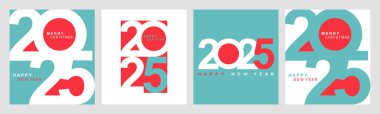 2025 tipografi tasarım konsepti. Mutlu yeni yıl 2025 kapak tasarımı afişler, posterler ve selamlar için şık ve güzel renklerle.