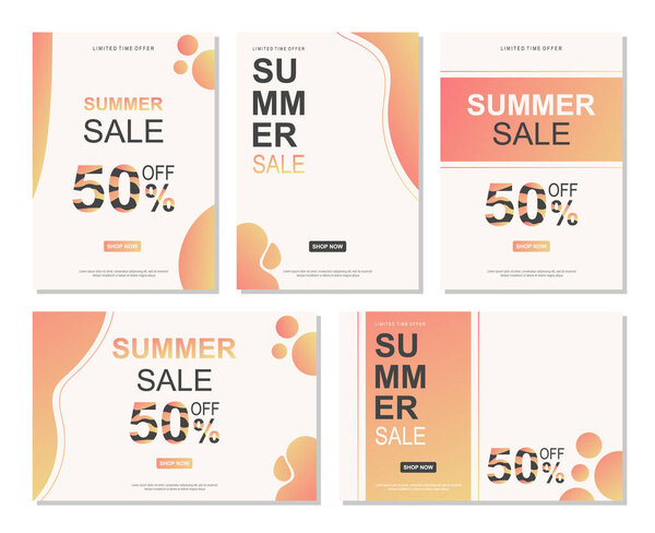 Summer sale banner. Discount up to 50%. Summer trendy design for advertisement, invitation, flyer, poster, web banner.