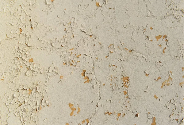 Textura Betonové Staré Stěny Skvrnami Prasklinami Bílá Loupaná Barva Pozadí — Stock fotografie