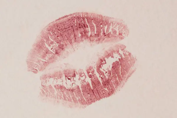 Red lipstick prints on white, kiss, beautiful red lips