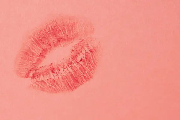 Red lipstick print on pink, kiss, beautiful red lips