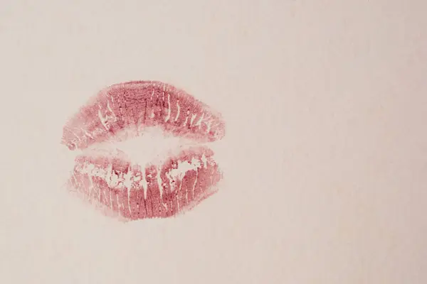 Red lipstick prints on white, kiss, beautiful red lips