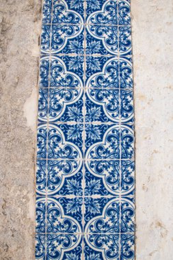 Renkli fayans mozaik dokusu, eski vintage zemin arkaplanı