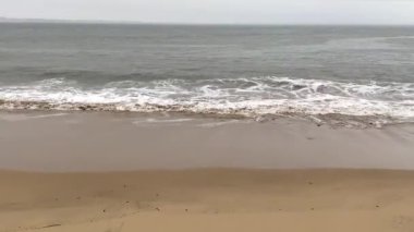 Okyanusta dalgalar, kumsalın panoramik manzarası