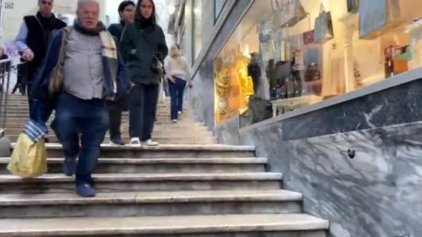People Walking Historical City Center Typical Streets Lisbon Portugal December — Stock Video