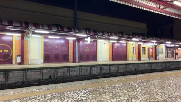 Tren Llega Estación Oeiras Portugal Noviembre 2023 — Vídeos de Stock
