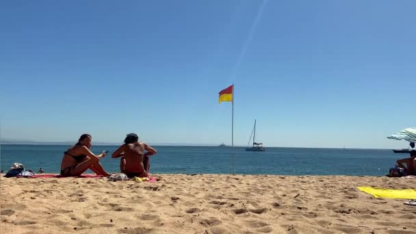 Atemberaubende Strandlandschaft Cascais Portugal Mai 2023 Genießen Sie Den Atemberaubenden — Stockvideo