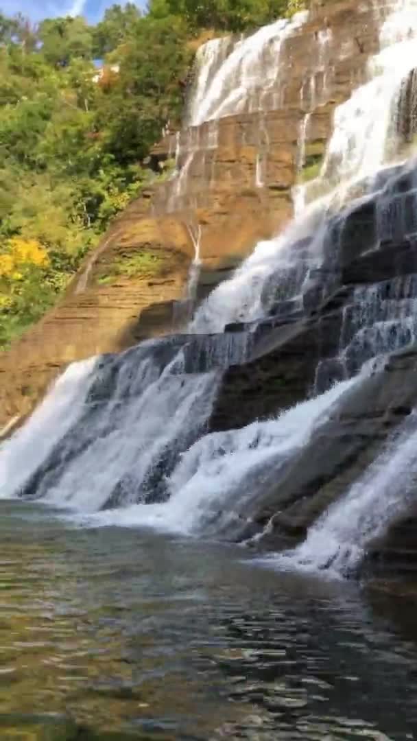 Pohled Ithaca Falls New York Vodopád Podzim — Stock video