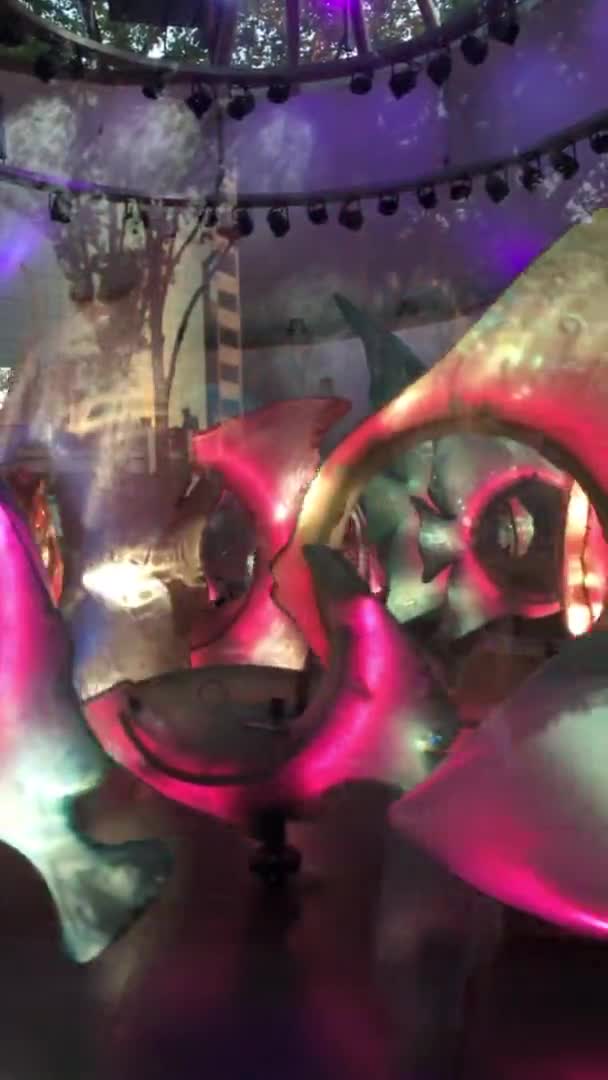 美国纽约州纽约市曼哈顿下城炮台公园的Seaglass Carousel — 图库视频影像