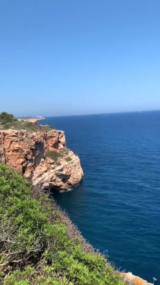 Panoramic View Bright Blue Sea Mallorca Majorca Balearic Islands Spain — Stock Video