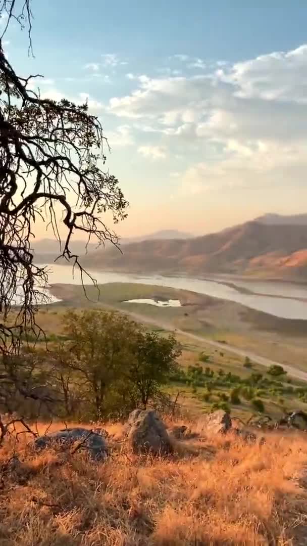 Fondo Colinas California Vista Montañas Ríos Valle Paisaje Natural Vida — Vídeos de Stock
