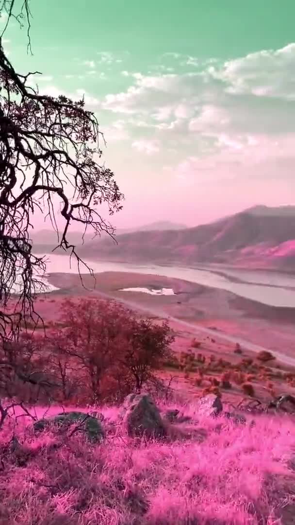 Καλιφόρνια Λόφους Φόντο Θέα Των Βουνών Και Του Ποταμού Στην — Αρχείο Βίντεο