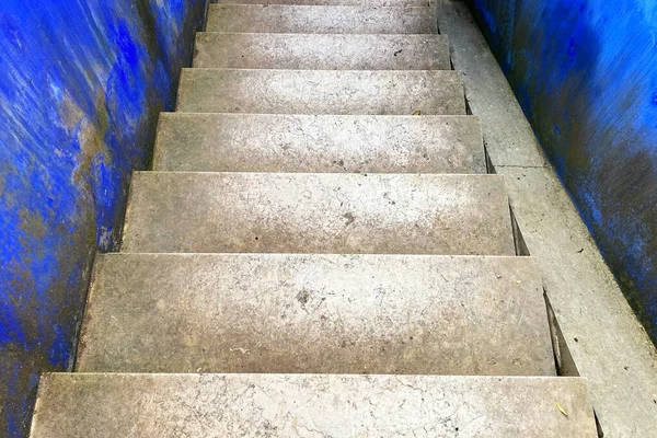 Staircase Blue Wall Closeup Photo — Stock Photo, Image