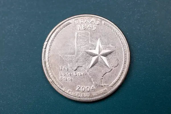 Quarter Dollar Cent Coin Dark Green Background Close — Stock Photo, Image