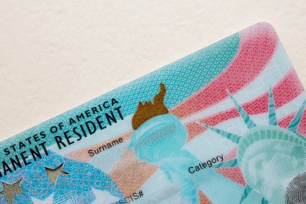 Green Card Постоянный Вид Жительство Сша Соединенные Штаты Америки Иммигрант — стоковое фото