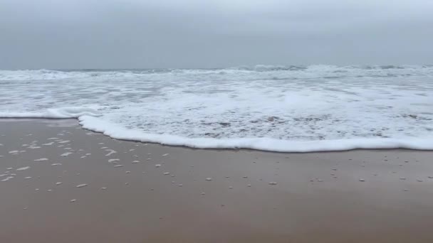 Atlantic Ocean Beach Winter Beautiful Cloudscape Dramatic Landscape Gloomy Seascape — Stock Video