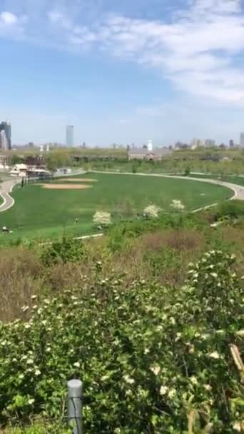 Panoramiczny Widok Park Zielonym Trawnikiem Nowym Jorku — Wideo stockowe