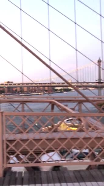 ブルックリン橋 マンハッタン通り ニューヨーク市 近代的な都市景観 Nyc アメリカ合衆国 — ストック動画