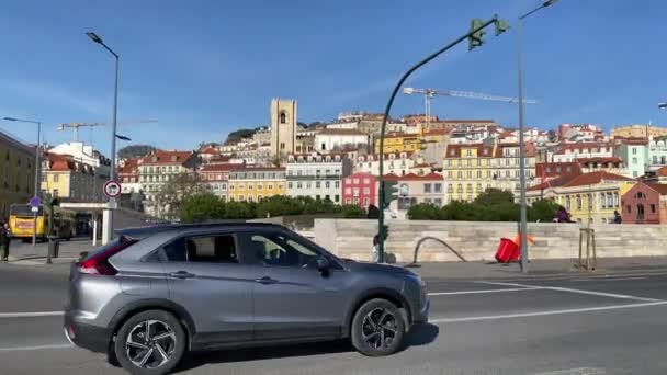 Pohled Silnici Auty Lisabonu Portugalsko — Stock video