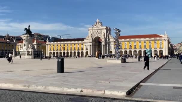 Hari Yang Cerah Pusat Sejarah Lisbon Portugal — Stok Video