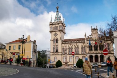 Sintra, Portekiz, renkli tarihi binalar, Avrupa şehir manzarası, Portekiz sokaklarında evler, şehir manzarası