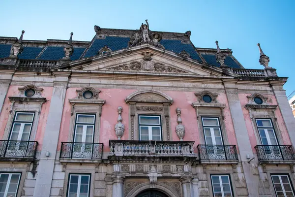 Fasada Zabytkowego Budynku Starym Mieście Lizbona Portugalia — Zdjęcie stockowe