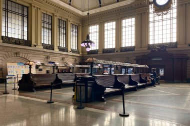 Interior of the main railway station in Hoboken clipart