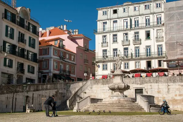 Görünüm rossio Meydanı Lizbon, Portekiz