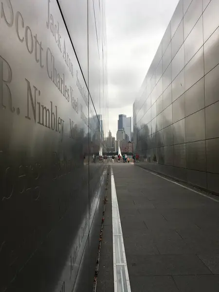 stock image NYC, NY, USA, view of the skyscrapers of Manhattan through the wall of the monument