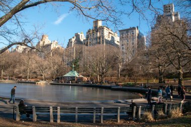 New York City Central Park 'ta bir gölet, Manhattan, NYC, New York, ABD