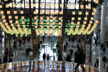 Winter Garden Atrium in the Financial district of New York, reportage photography of the World Trade Center shopping mall, Manhattan, NYC, NY, USA clipart