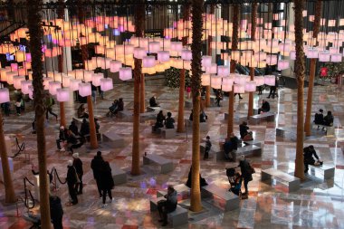 Winter Garden Atrium in the Financial district of New York, reportage photography of the World Trade Center shopping mall, Manhattan, NYC, NY, USA clipart