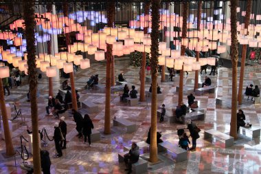 New York 'un Finansal Bölgesinde Winter Garden Atrium, Dünya Ticaret Merkezi AVM, Manhattan, NYC, New York, ABD