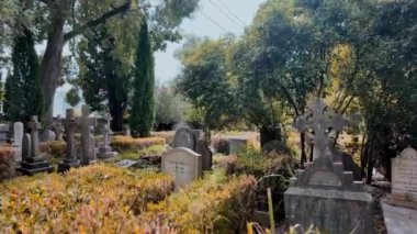 Gözlerden uzak mezarlıkta Mossy mezarları, Lizbon, Portekiz